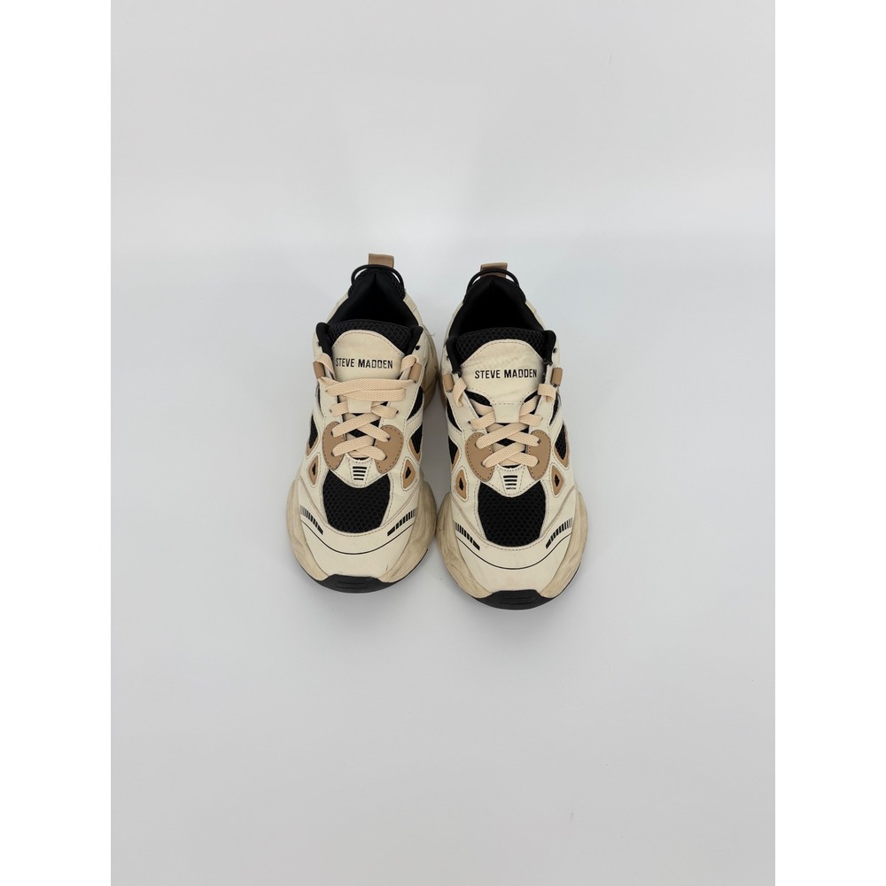 Steve Madden Clydie Bone Tan Black Chunky Platform Sneakers CLDE01S1 Size 8M - Picture 3 of 10